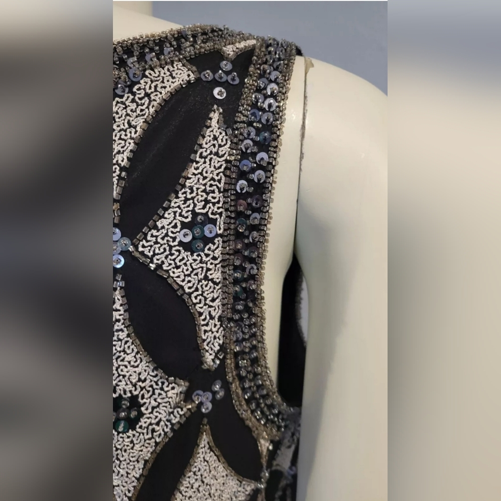 Vintage 100%PureSilk Mark & John by Gopal Dress M Sequins Beaded Long Maxi Gown - Picture 13 of 15